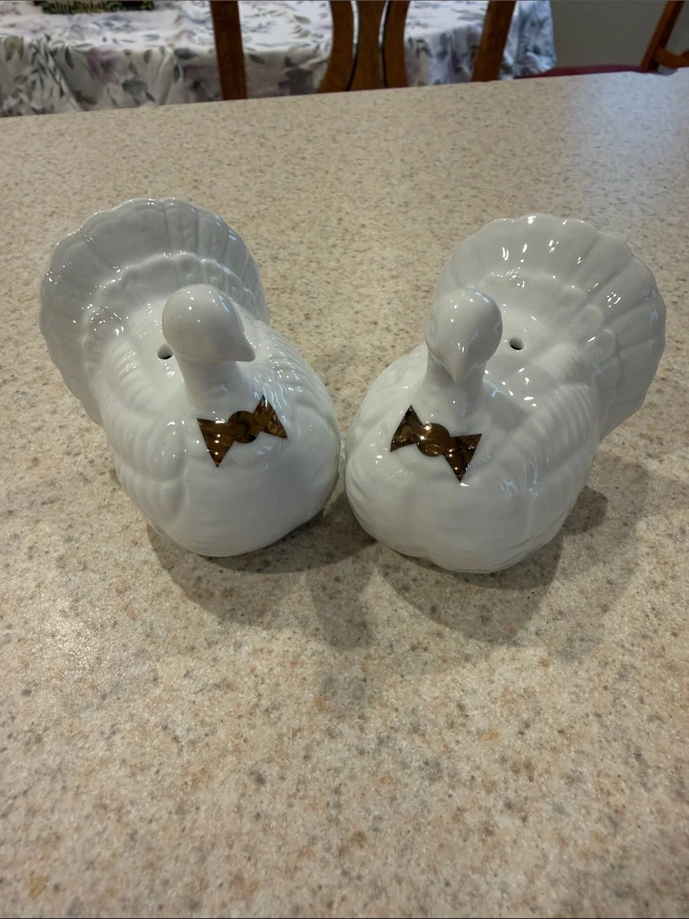 Target White Ceramic Turkey Salt and Pepper Shakers with Gold Accents